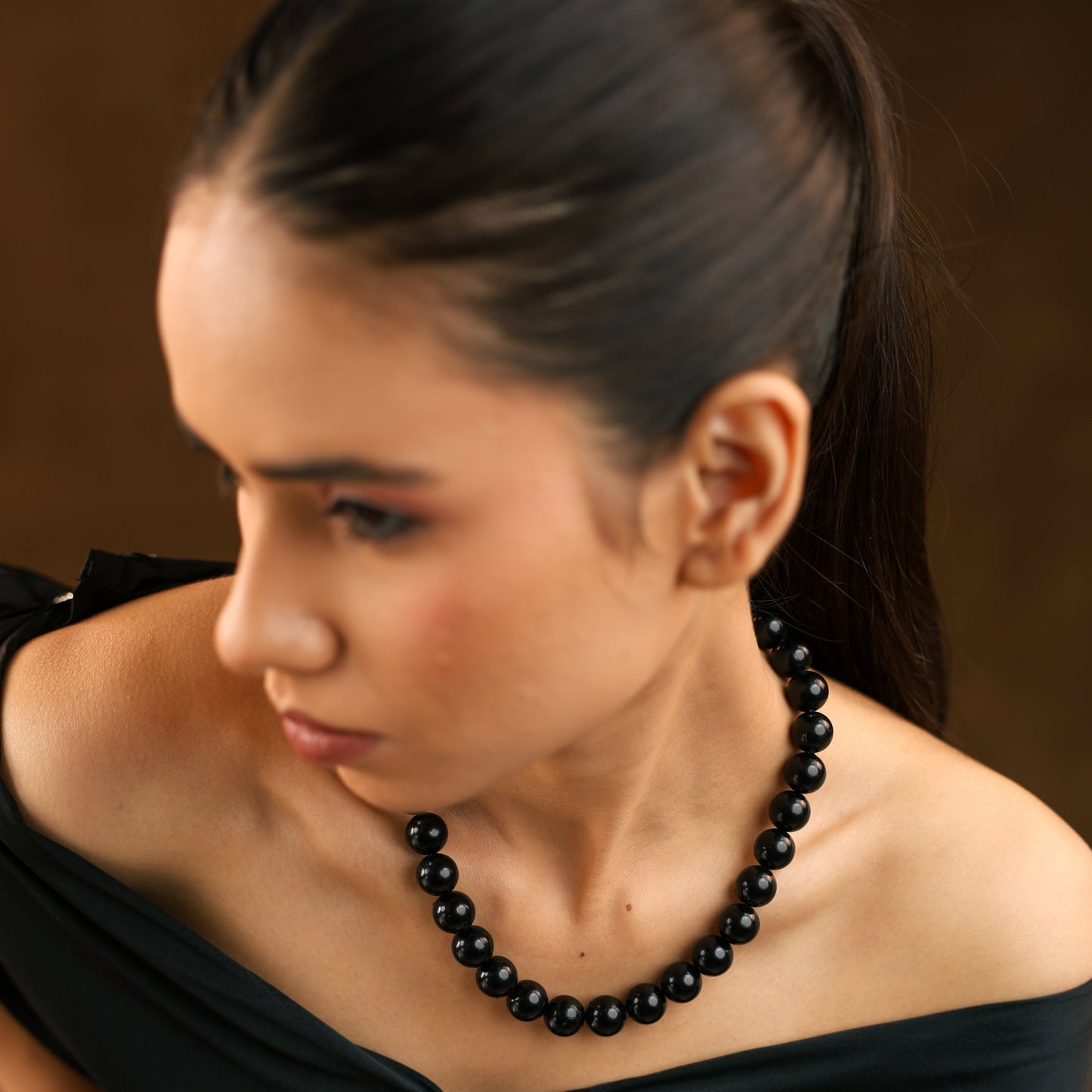 Dark Elegance Bold Black Pearl Choker