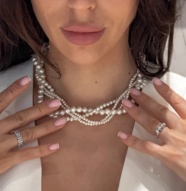 Multi strand acrylic pearl necklace