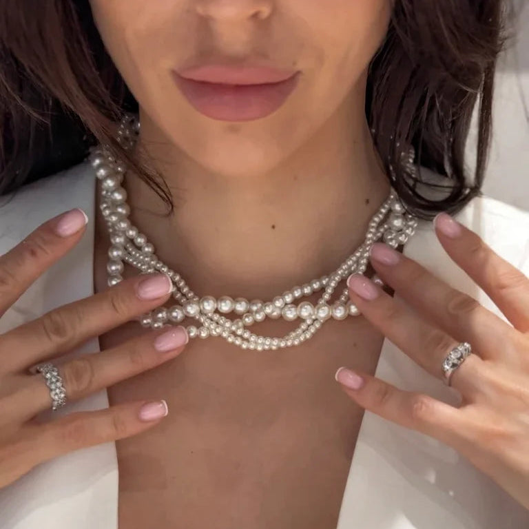 Multi Strand Acrylic Pearl Necklace