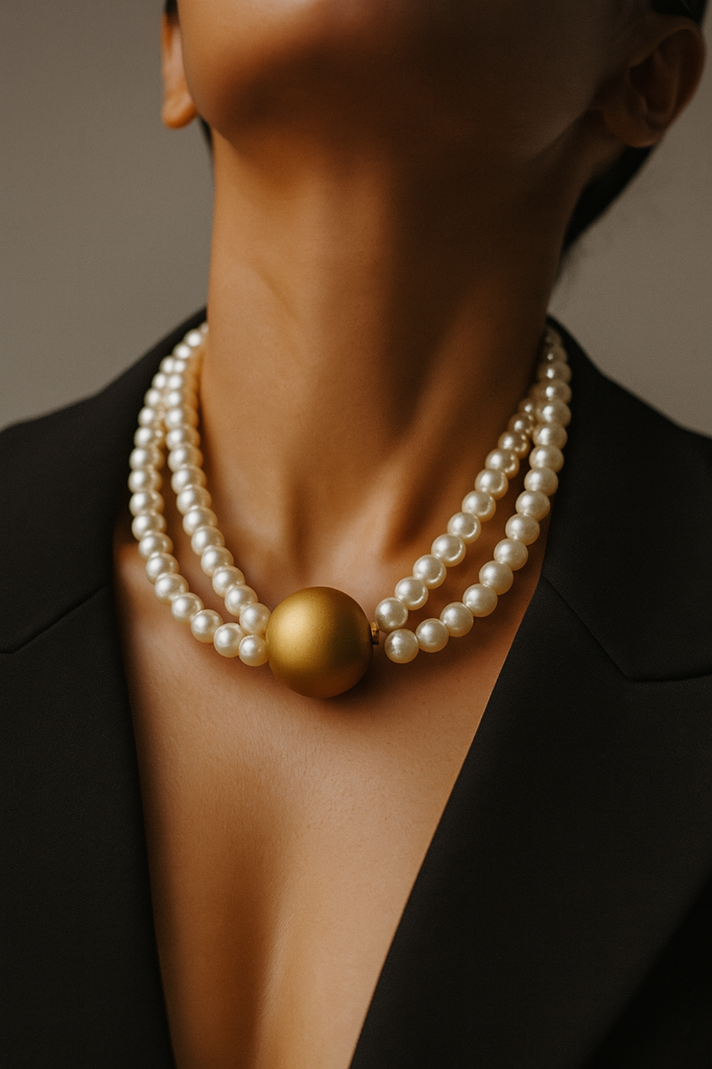 Bold Choker with matte Golden Eparl in middle
