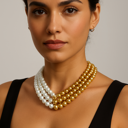 Elegant Dual-Tone Pearl & Gold Necklace
