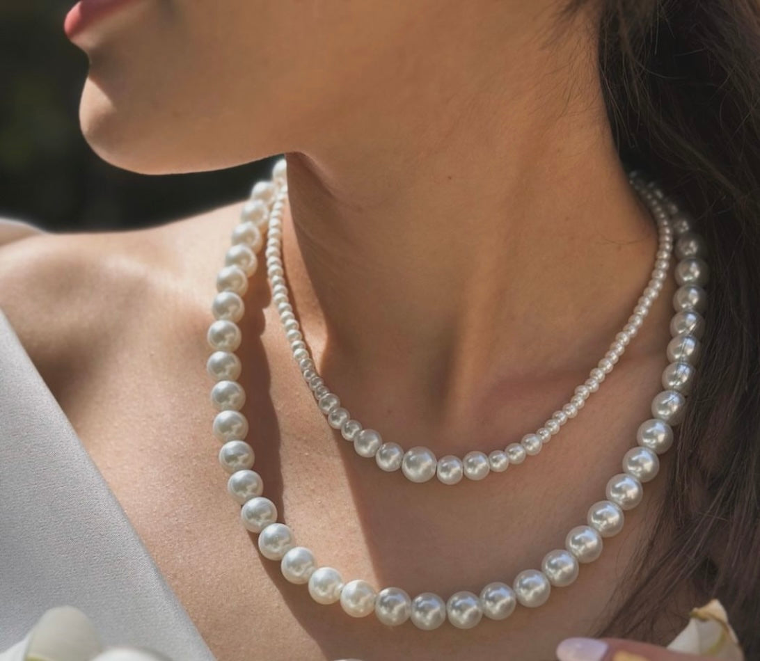 Lustrous Duo White Pearl Necklace