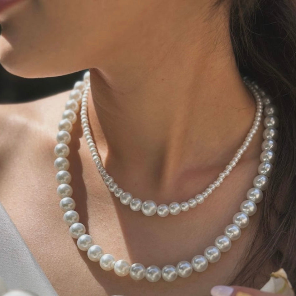Lustrous Duo White Pearl Necklace