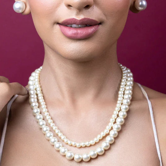 Elegant Double White Pearl Necklace