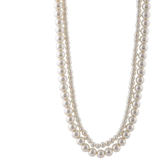 Elegant Double White Pearl Necklace