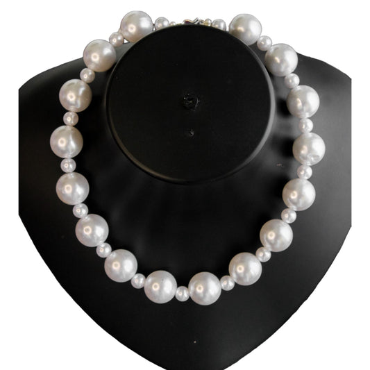 White Pearl Choker with Long Necklace