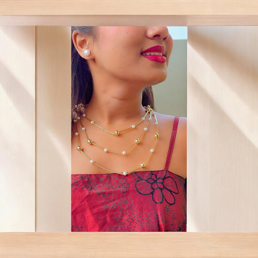 Opal Glow Gold & Pearl Necklace