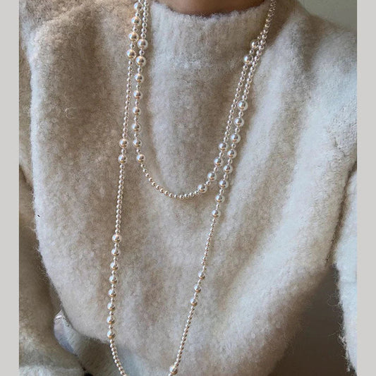 Pure Grace Long White Pearl Necklace