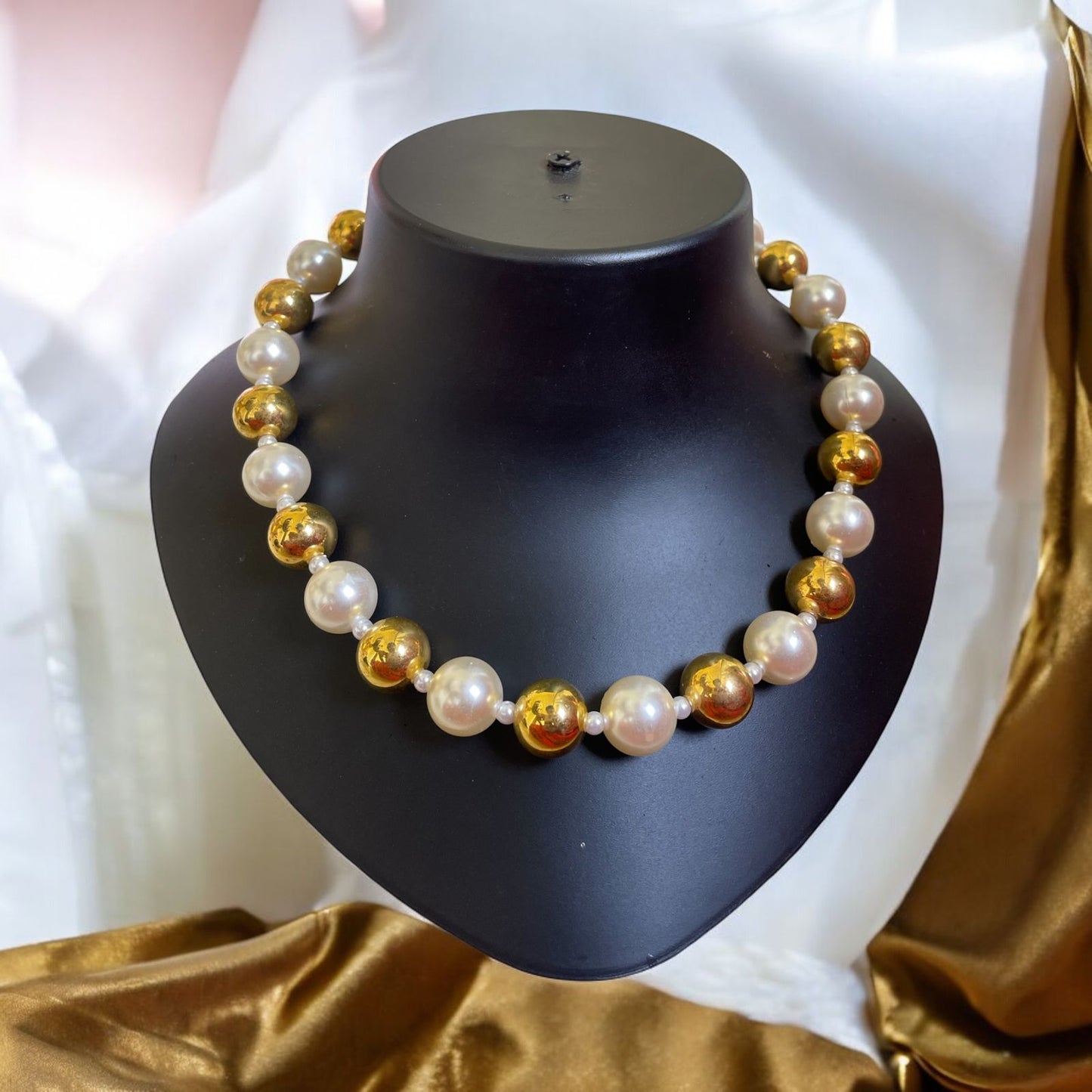 Golden Luxe Statement White & Gold Choker