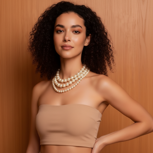 Statement Triple Layer Cream Pearl Necklace