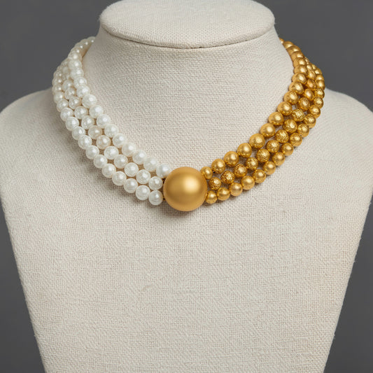 Eternal Radiance White & Gold Pearl Choker
