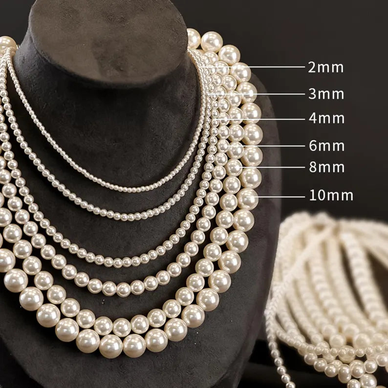 Classic Pearl Necklace, S925 Silver Minimalist Pearl Necklace, 3mm 4mm 6mm 8mm 10mm Pearl Necklace for Women Men,Bridesmaid Gift For Her