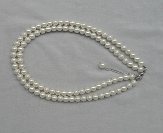 Double Grace โ Two-Strand White Pearl Necklace