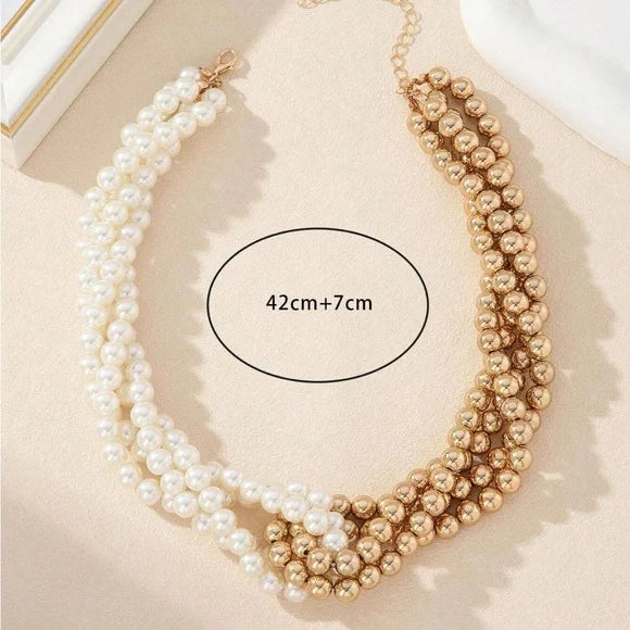 Vintage French Multi-Layer Beaded Choker Necklace