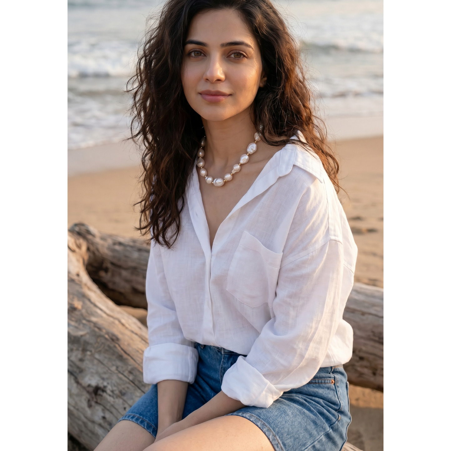 Gouri Jewel Baroque Pearl Necklace with Gold Accent Beads – Handcrafted Statement Choker