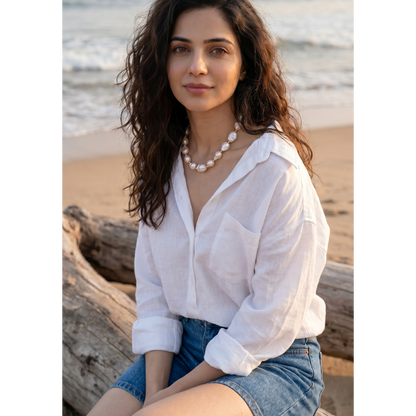 Gouri Jewel Baroque Pearl Necklace with Gold Accent Beads – Handcrafted Statement Choker