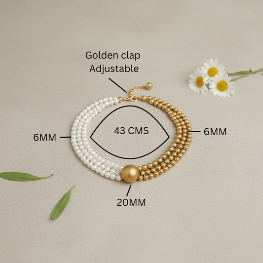 Eternal Radiance: White & Gold Harmony Pearl Necklace