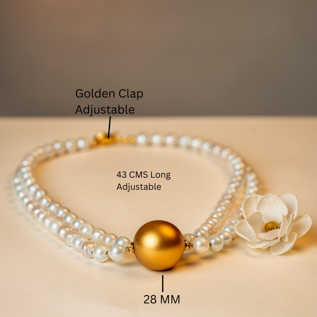 Bold Pearl Choker with Matte Gold Center