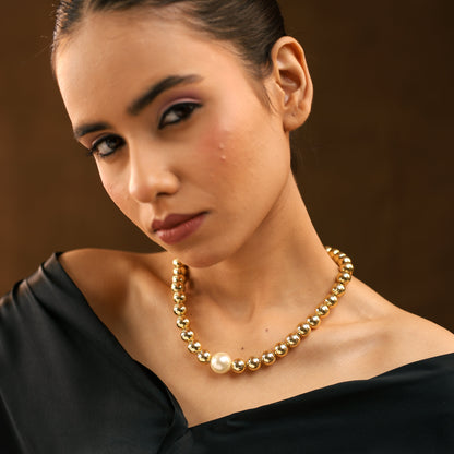 Solstice Shine Gold Choker with Pearl Detail