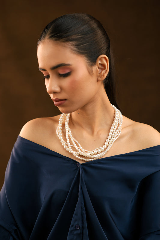 Multi strand acrylic pearl necklace