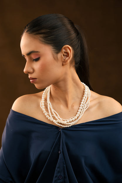 Multi Strand Acrylic Pearl Necklace