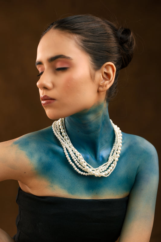 Multi strand acrylic pearl necklace