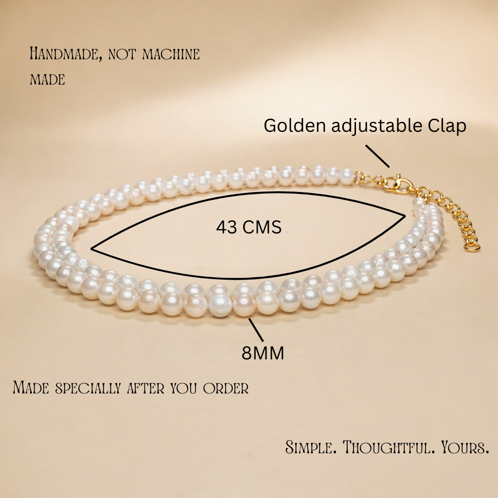 Elegant Dual-Tone Pearl & Gold Beaded Statement Necklace