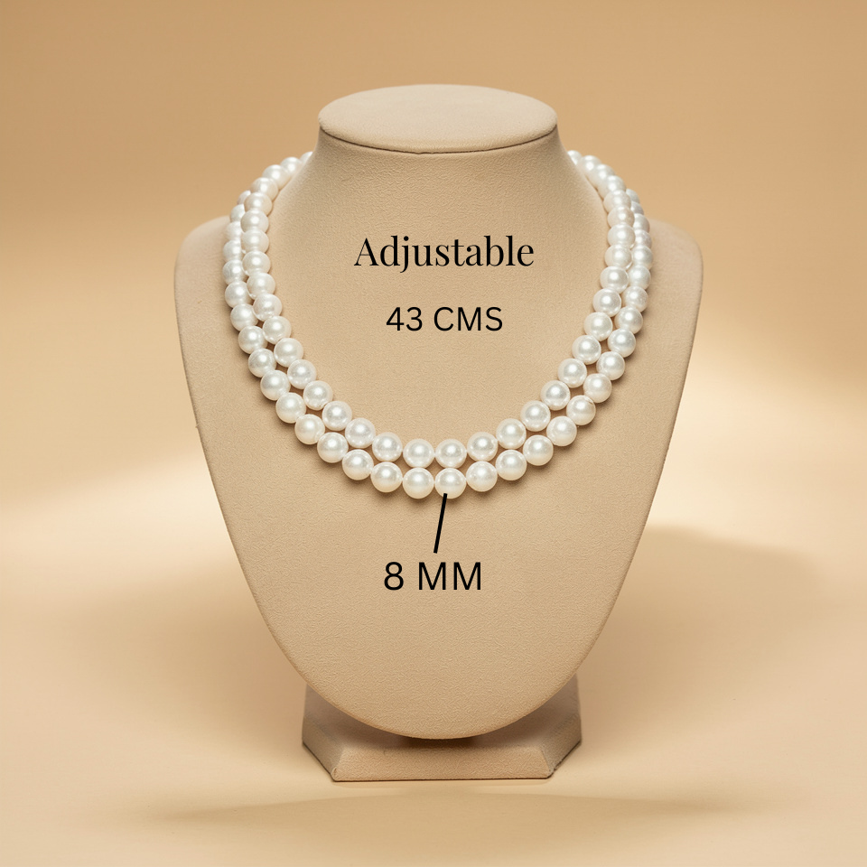 Double Grace Two-Strand White Pearl Necklace