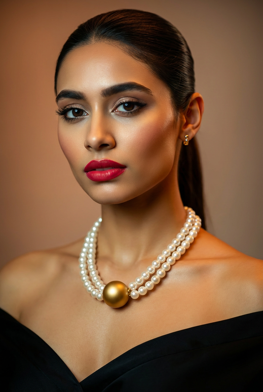 Bold Choker with matte Golden Eparl in middle