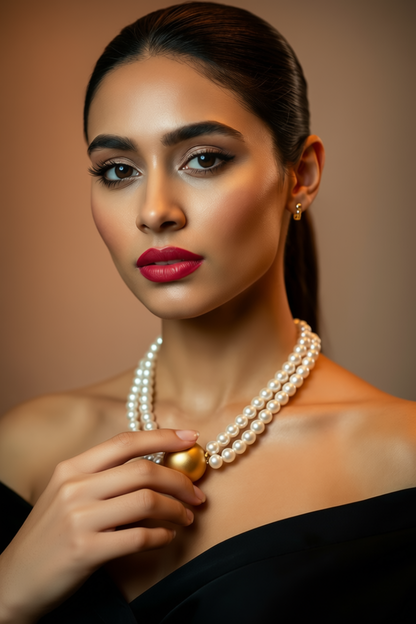 Bold Choker with matte Golden Eparl in middle