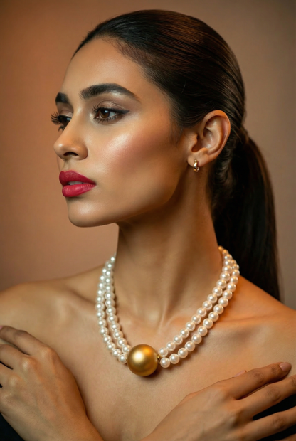 Bold Choker with matte Golden Eparl in middle