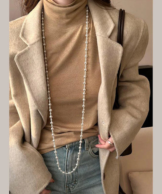 Elegant White Pearl Beaded Sweater Necklace
