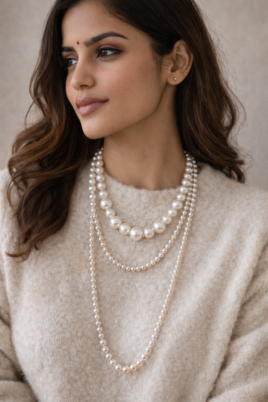 Pure Grace Long White Pearl Necklace