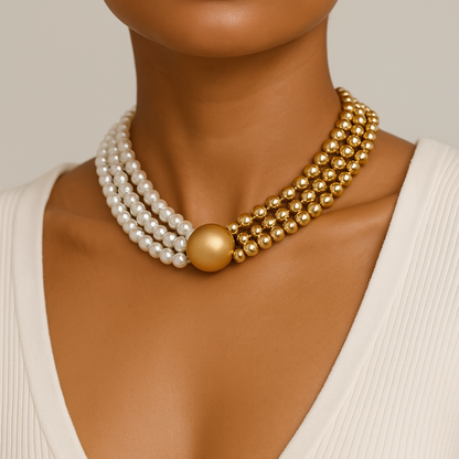 Eternal Radiance White & Gold Pearl Choker