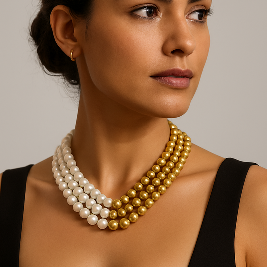 Elegant Dual-Tone Pearl & Gold Necklace