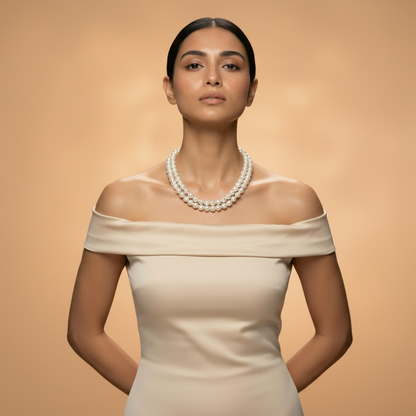 Double Grace Two-Strand White Pearl Necklace