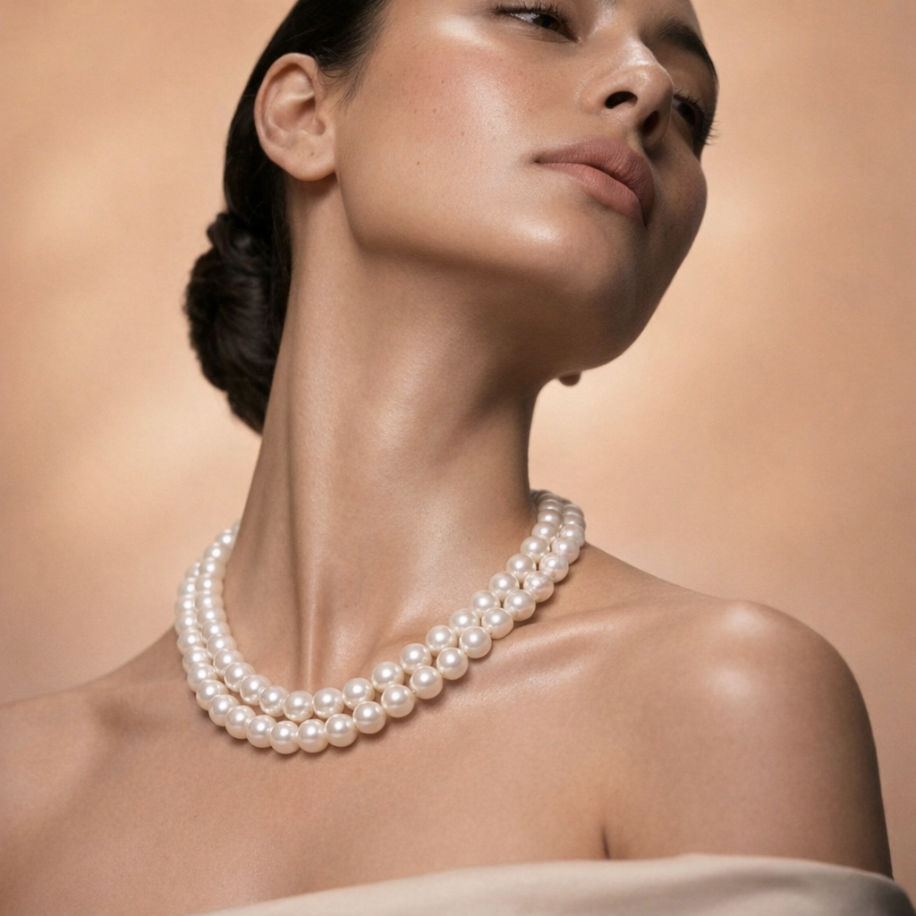 Double Grace Two-Strand White Pearl Necklace