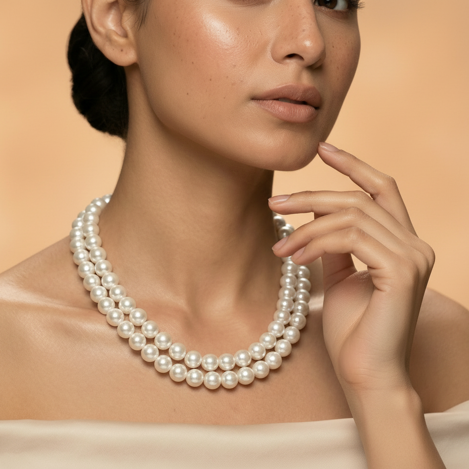 Double Grace Two-Strand White Pearl Necklace