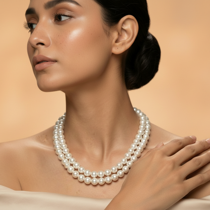 Double Grace Two-Strand White Pearl Necklace