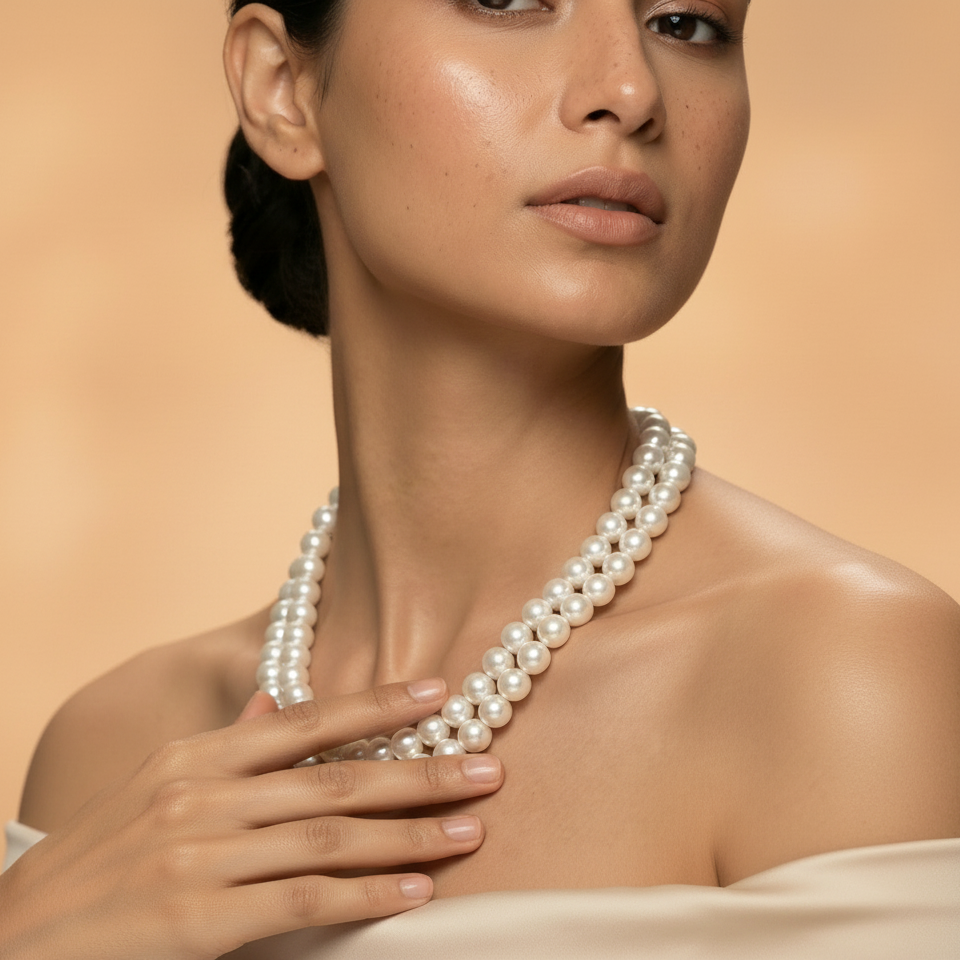 Double Grace Two-Strand White Pearl Necklace