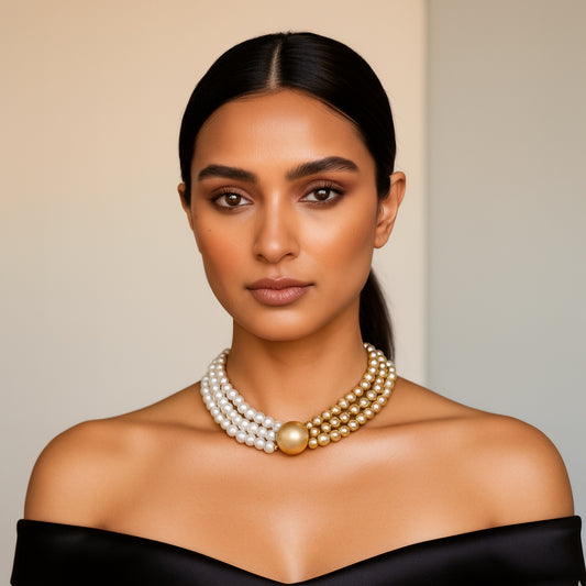 Eternal Radiance White & Gold Pearl Choker
