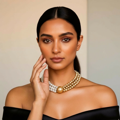 Eternal Radiance White & Gold Pearl Choker