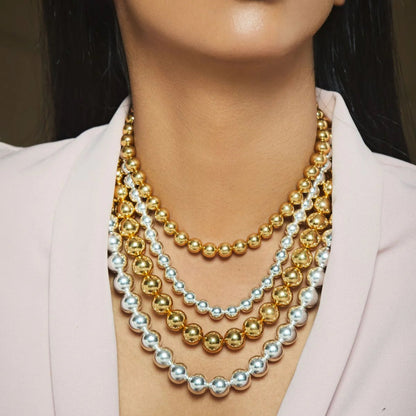 Elegant 4-Strand Silver & Gold Necklace