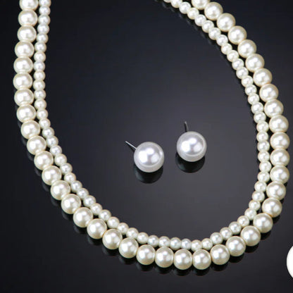 Elegant Double White Pearl Necklace