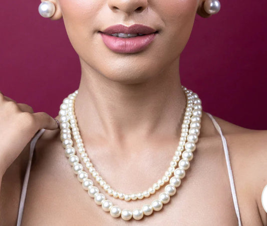 Elegant Double White Pearl Necklace