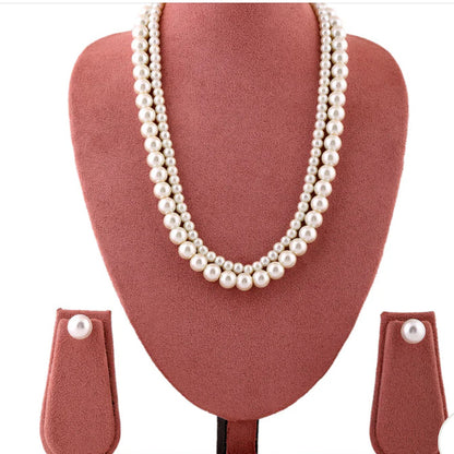 Elegant Double White Pearl Necklace