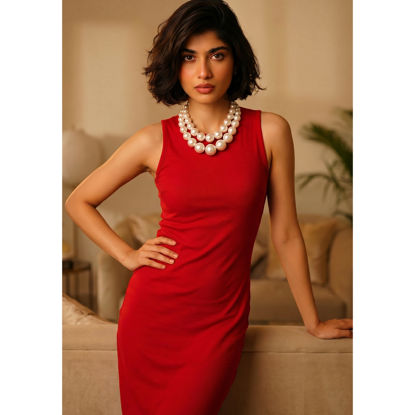Double-Layered Graduated Pearl Choker Necklace