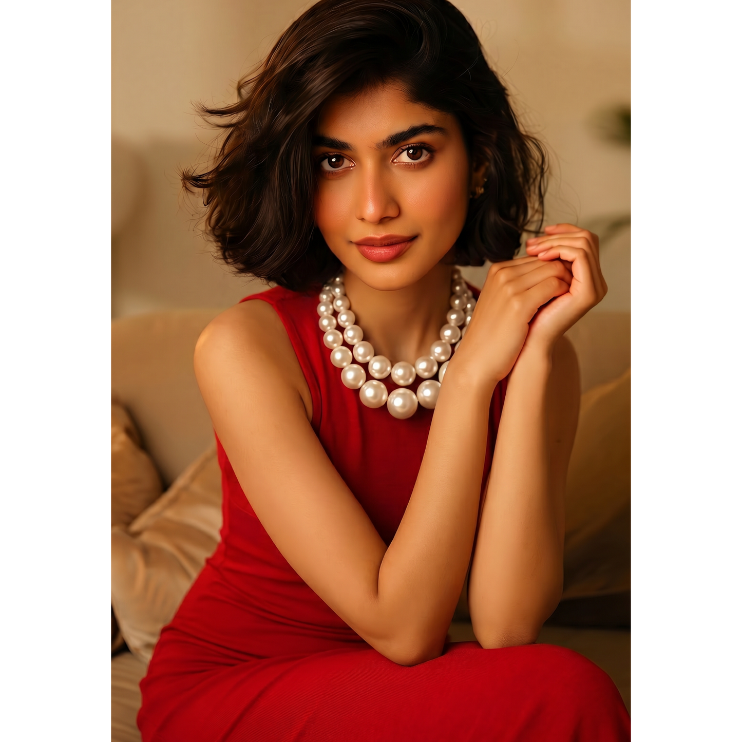 Double-Layered Graduated Pearl Choker Necklace