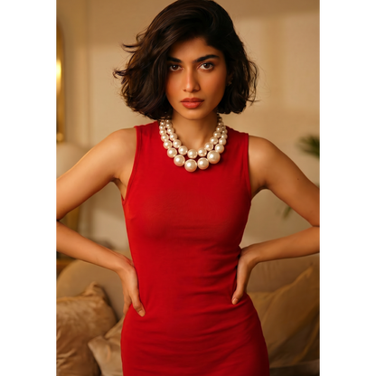 Double-Layered Graduated Pearl Choker Necklace