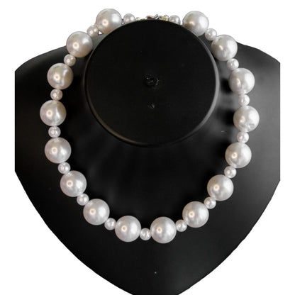 White Pearl Choker with Long Necklace